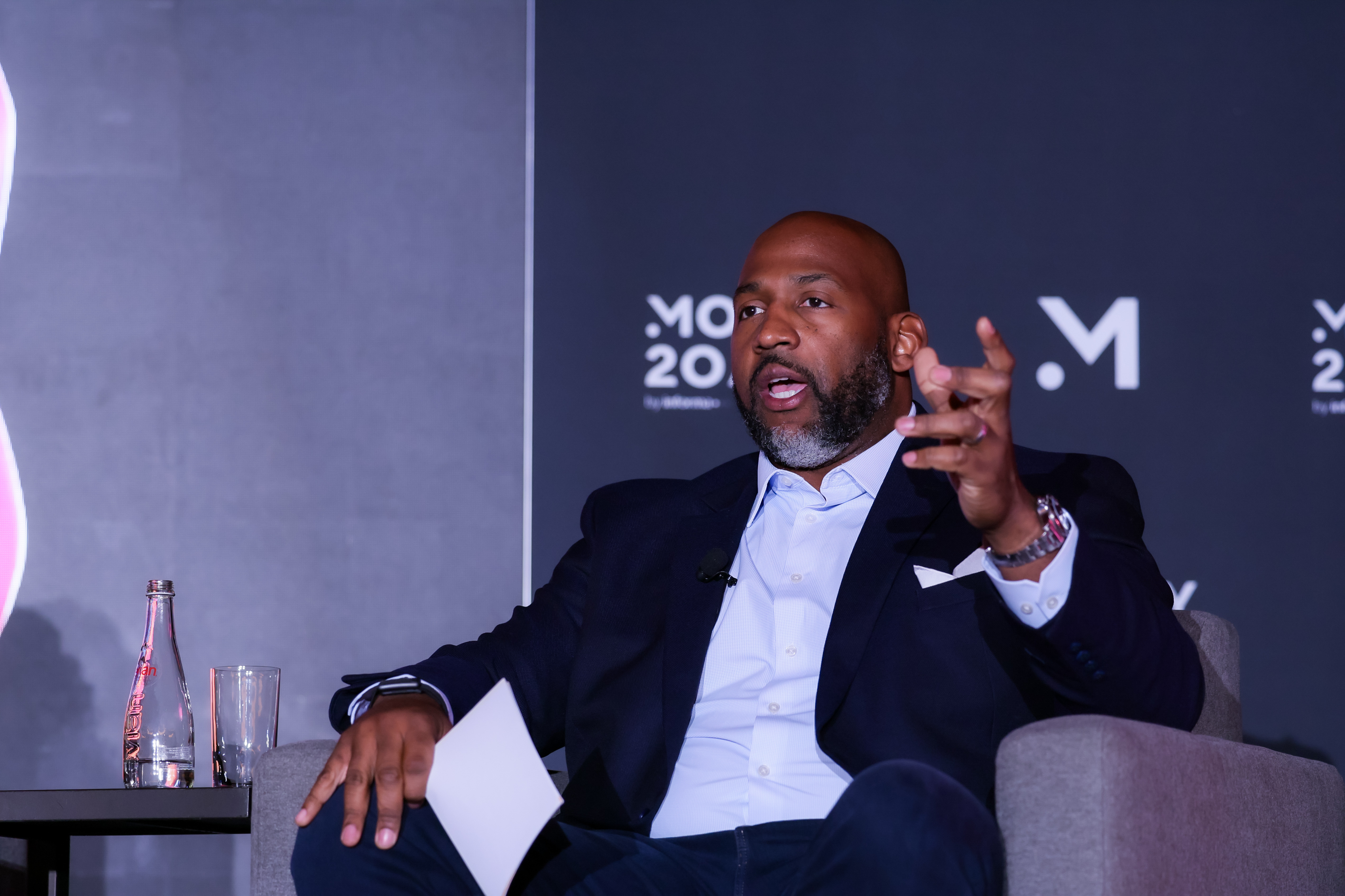 Alex Bell in conversation on stage
